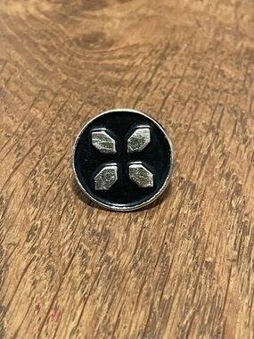 Men's Silver & Black Enamel Lapel Pin - Geometric Cross Design